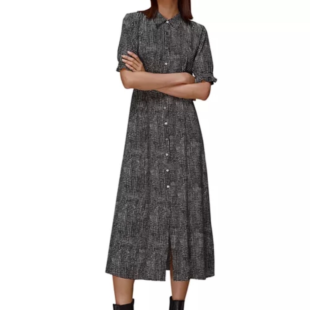 WHISTLES Peri Spotted Check Shirt Women’s Dress. Size US 8